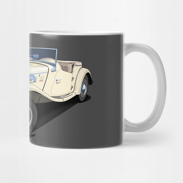 1954 MG TF sports car in ivory by candcretro